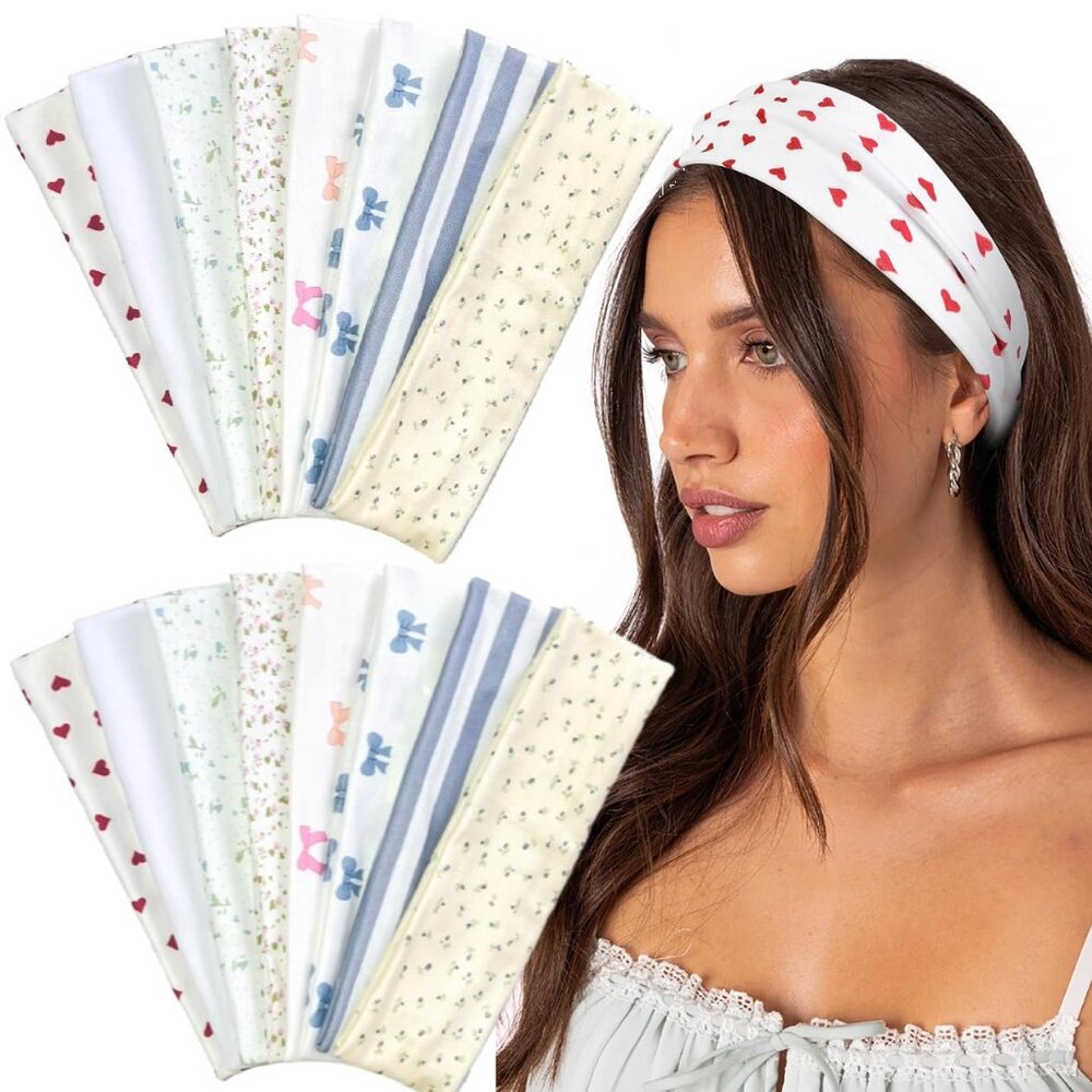 Headbands for Women Trendy 16 Pack Elastic Hair Bands for Women' Hair Non Slip S
